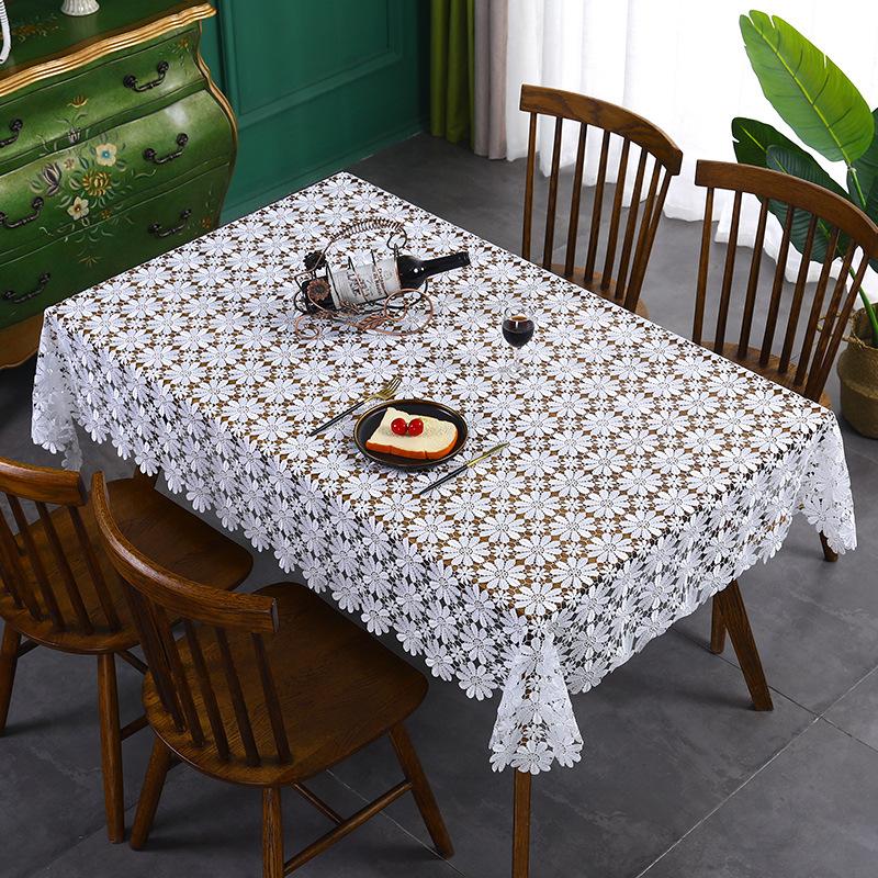 

Table Cloth White Flower Lace Tablecloth Modern Simple Hand Hollowed Out Household Decorative Tea Square