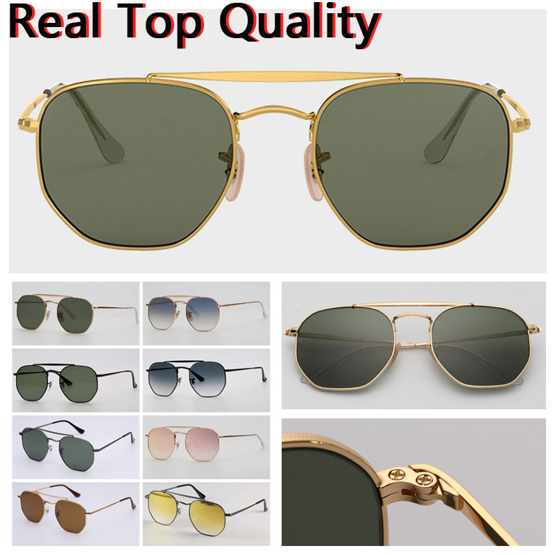 

mens sunglasses designer sunglasses hexagonal double bridge fashion sunglasses UV glass lenses with leather case, and all retail packages