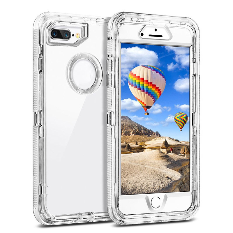

For Iphone 8Plus Case Heavy Duty Shockproof Three Layer Transparent Clear Defender Case Cover For iPhone 11 12 Pro Max