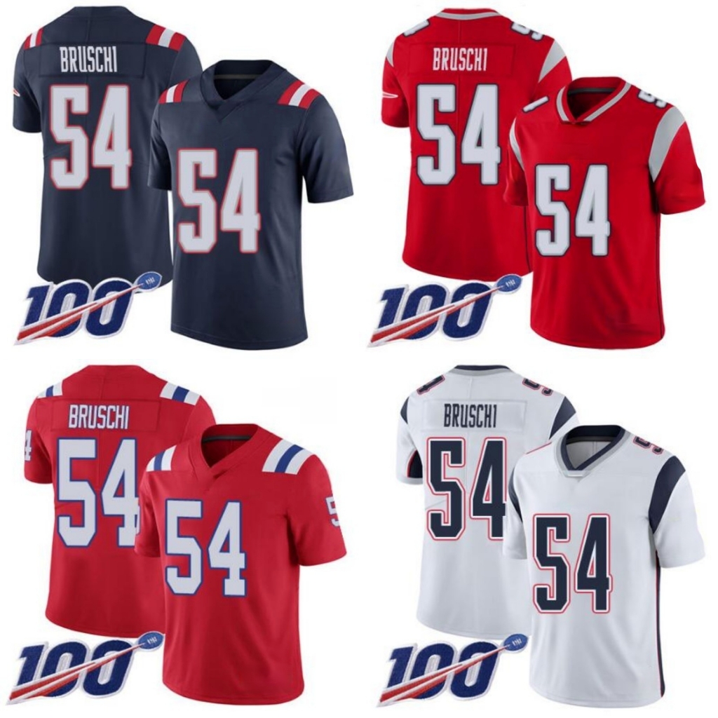

New England Patriots Men #54 Tedy Bruschi Women Youth 100th Season Vapor Limited Jersey, Black