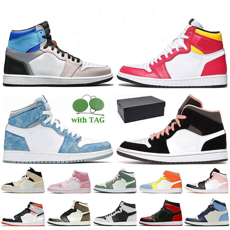

Prototype 1s Men Basketball Shoes Jumpman 1 High OG Light Fusion Red Hyper Royal Peach Mocha Dark Mens Trainers Twist Obsidian UNC Womens Sneakers, Box