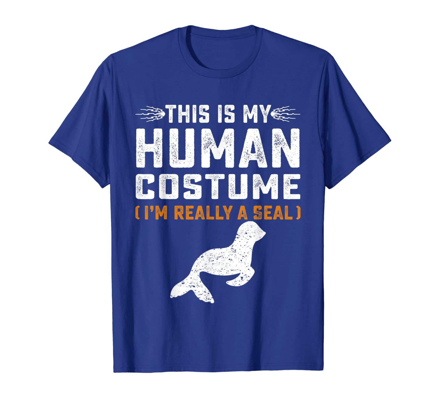 

This Is My Human Costume Funny Seal Family Animals Gifts Tee T-Shirt, White;black