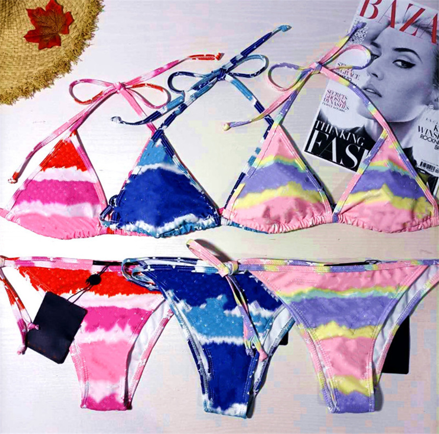 

Women bikini suit sexy two piece set spaghetti strap padded bra+bikini bottom summer clothing fashion beach swimsuit plus size free 3369, Mix color