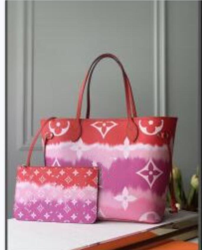 

LVLOUISVITTON BagVUTTON Shopping Bag+wallet Women Handbag Leather Shoulder Bags 2 Pce Sets Ladies Messenger Bags, Red;black