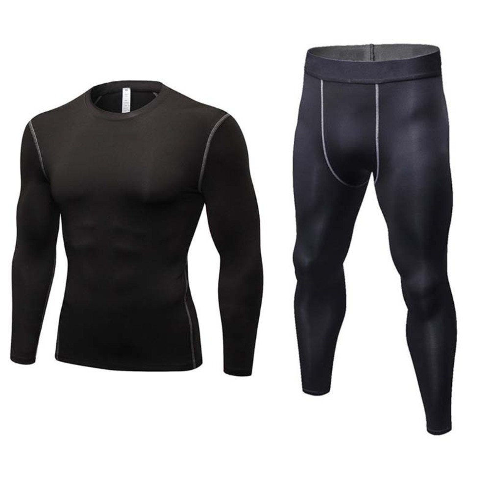 

Men's sports tights set autumn winter 2021 outdoor leisure fitness training suit long sleeve trousers breathable and elastic, Gray