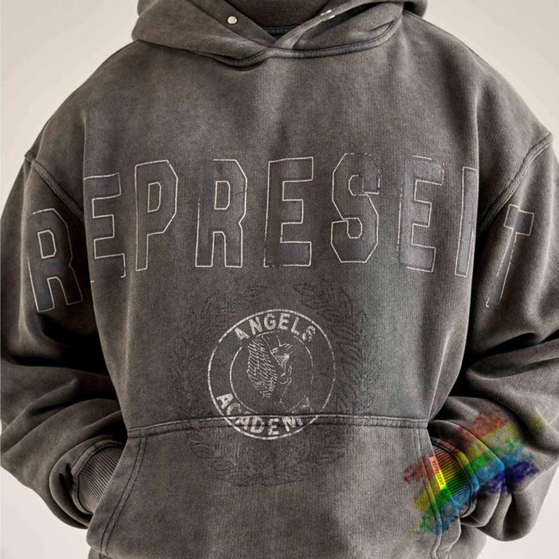 

Vintage 21FW Hoodie Men Women 1 Top Quality Printing Nice Washed Sweatshirts Pullovers, Black