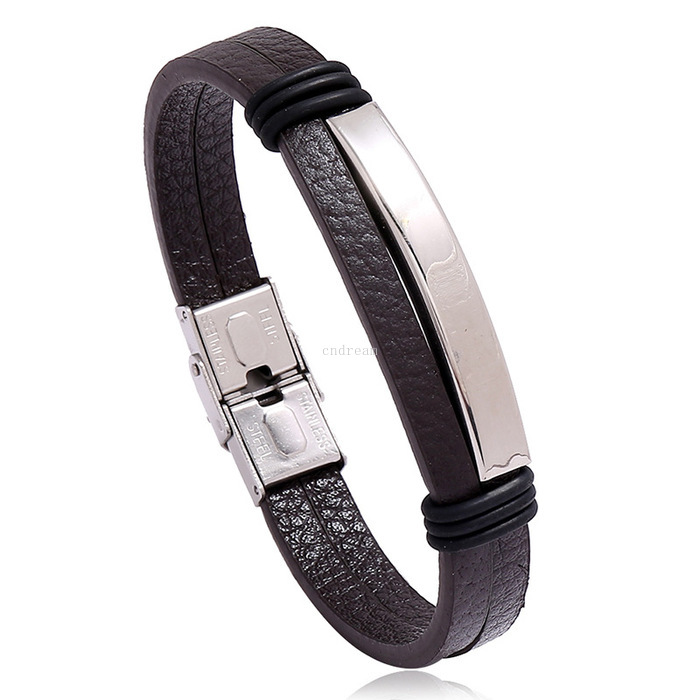 

Stainless Steel Blank Glaze Buckle Bracelet Black Brown Men Leather Bracelets Wristband Bangle Cuff Fashion Jewelry Will and Sandy