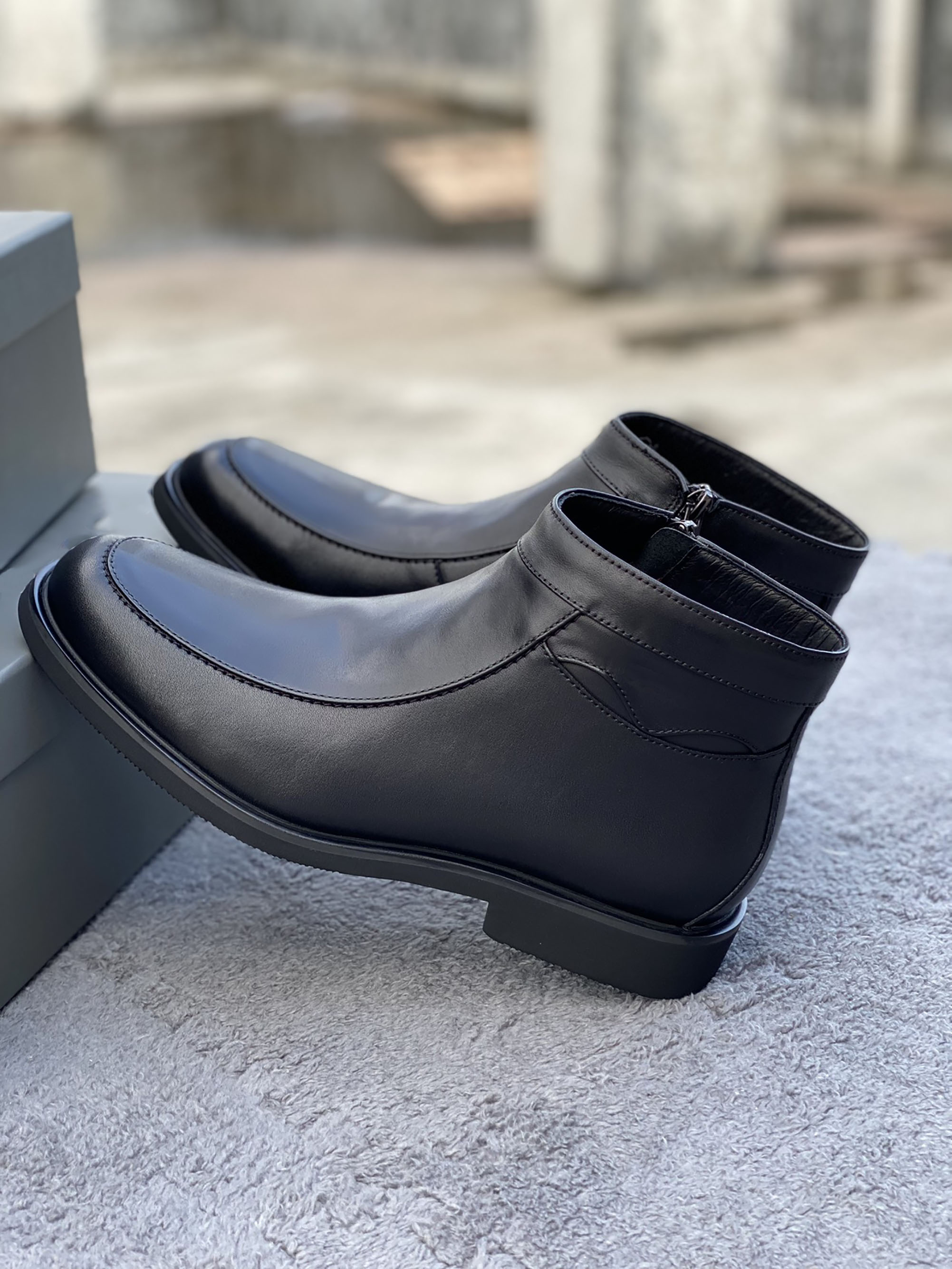 

designer fashion winter men boots classic e home chelsea low cut short tube lining wool cover to keep warm christmas casual street style, Black