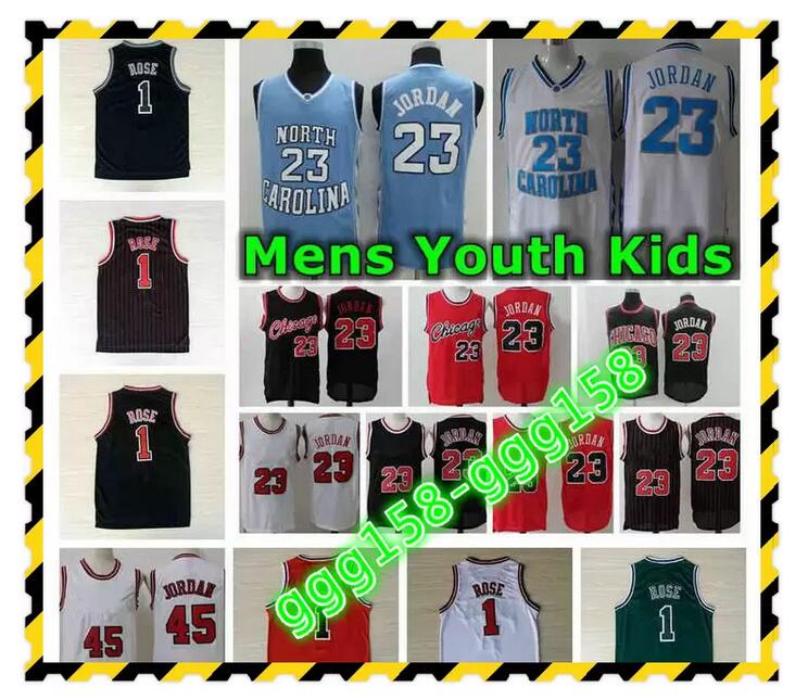 Vintage Mens Youth Kids Classic Mesh 1 Derrick Rose CHICAGOan Basketball Jersey Authentic Stitched 23 North Carolina Michael Retro Jerseys