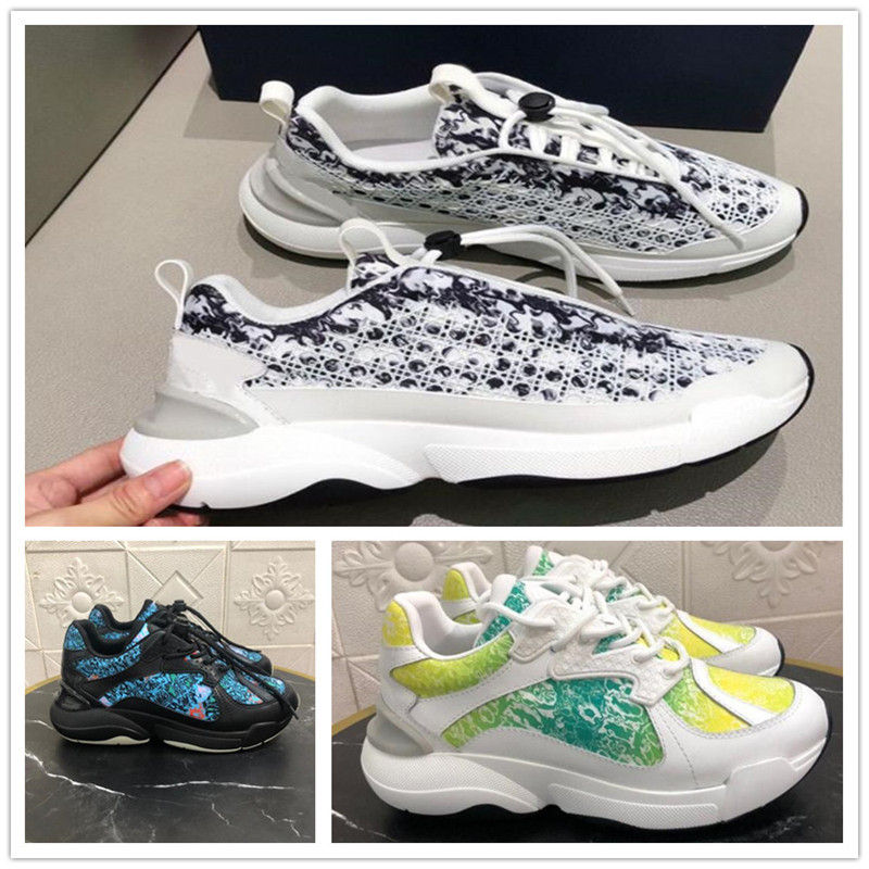 

Men Women B24 Sneakers Running shoes B22 Oblique Canvas Casual Trainers Technical Cannage Motif Black White Blue Printing Rubber Platform Trainer