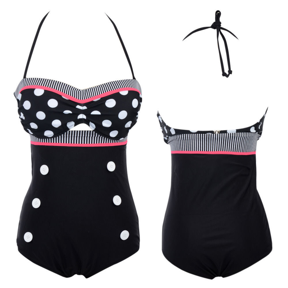 

Up 151206 Cutest Retro Swimsuit Swimwear Vintage Pin High Waist Bikini Set SZ Free Shipping, White;black