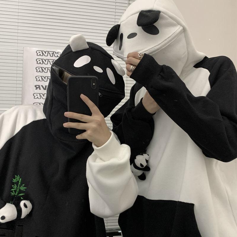 

Women' Hoodies & Sweatshirts Hoodie Panda Sweet Loose Fashion Casual Korean O-neck Long Sleeve Kawaii Oversized Pullover 2-color Unisex, Bai
