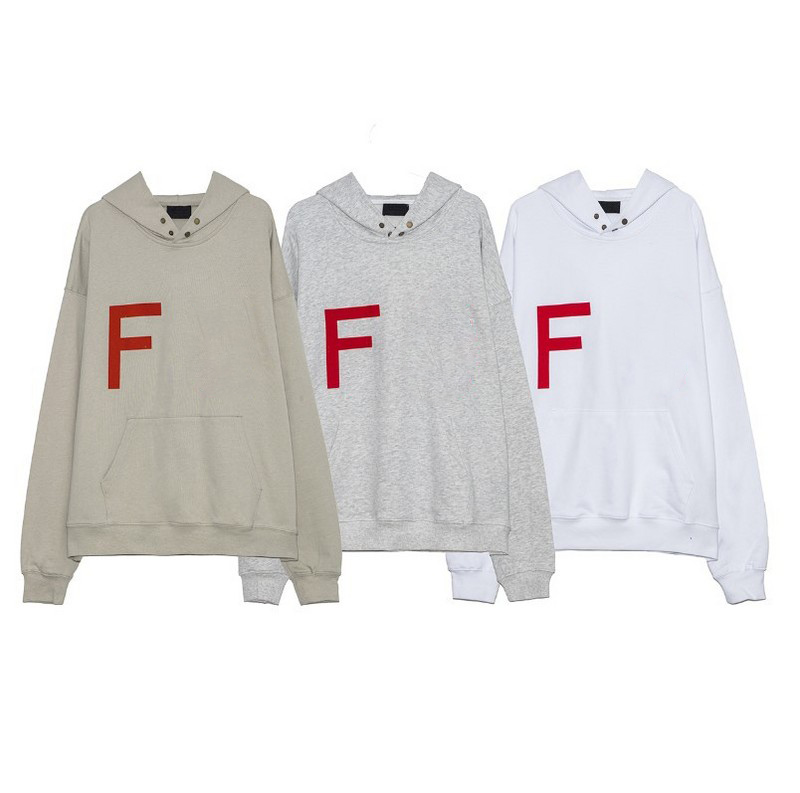 

21fw USA 7th BIg Red Flocking Print Terry Fabric Hoodie Autumn Winter Fashion Skateboard Hooded Sweatshirt, Oatmeal