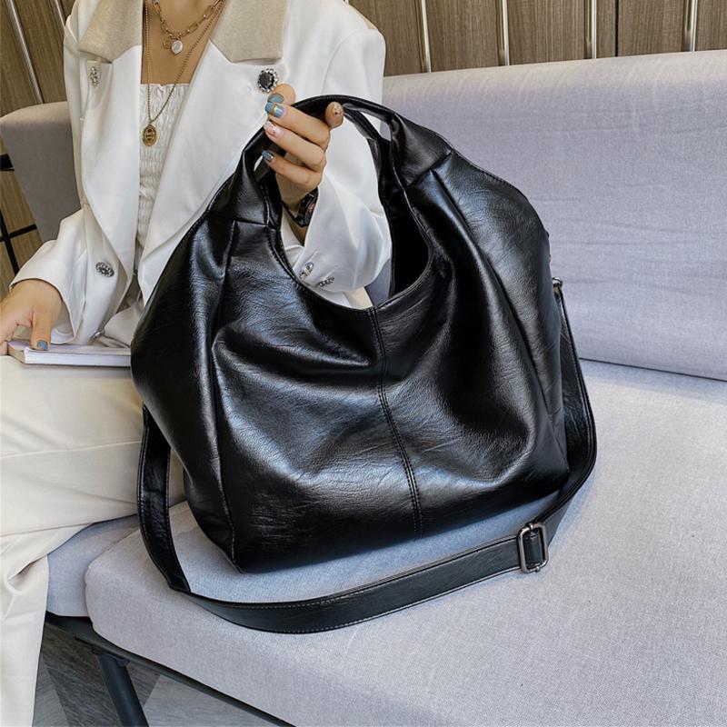 

Women Leather Tote Bag Large Handbags for Women 2021 Big Shoulder Bags Female Solid Color Simple Crossbody Bags black