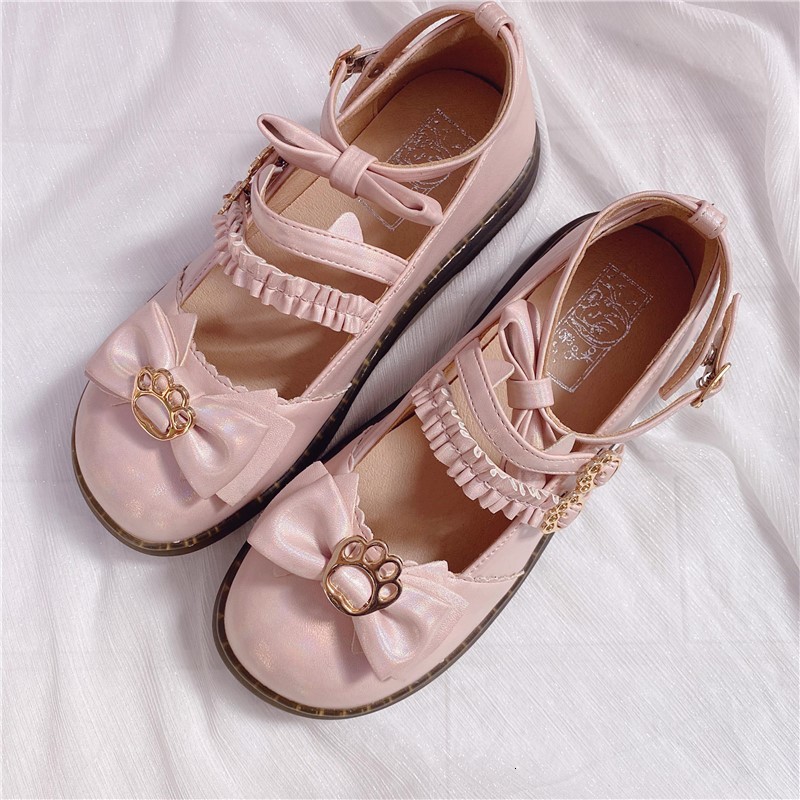 

Bowknot Loli Sweet Girls Heels Kawaii Tea Nice Japanese Party Anime Lolita Apartments Women's Fivela Jk Uniform Big Size Shoes Dsds