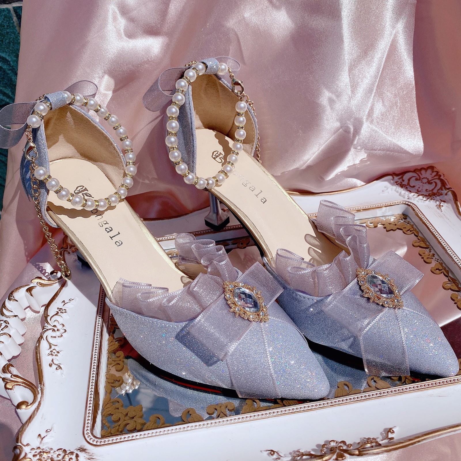 

Jump-ups Five-inch Women's Bombs Beautiful Bowknot Princess Lolita Ladies Casual Stiletto Shoes Cosplay Prom Court Dress N9h1