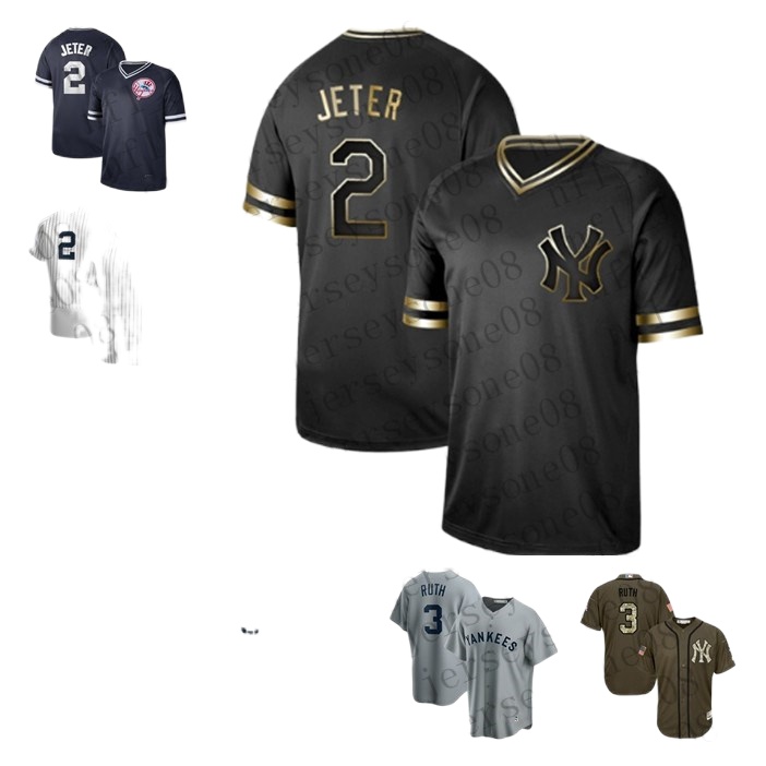 

Custom Mens womens youth york yankees 2 Derek Jeter 3 Babe Ruth White green Authentic Weekend 2020 Home Jersey, Black