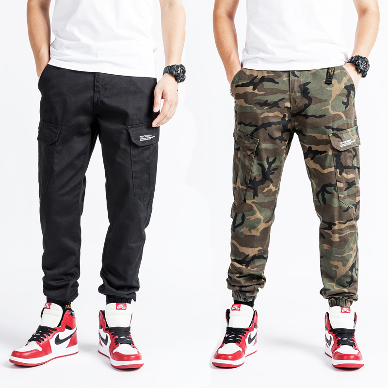 

2021 New Moda Streetwear Brim Solto Ajuste Camuflagem Militar Harem Calas De Carga e Bolso Dos Homens Slack Inferior Hip Hop Fnvh, Camouflage