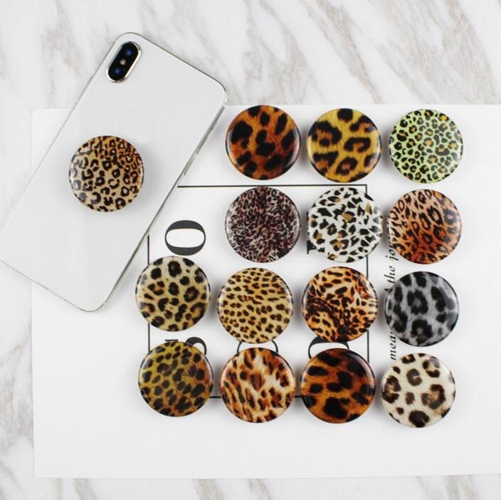 

Universal Round Shape Leopard grip bracket and Expandable Cellphone Holder Stand Phone Holders with Retail Package by DHL