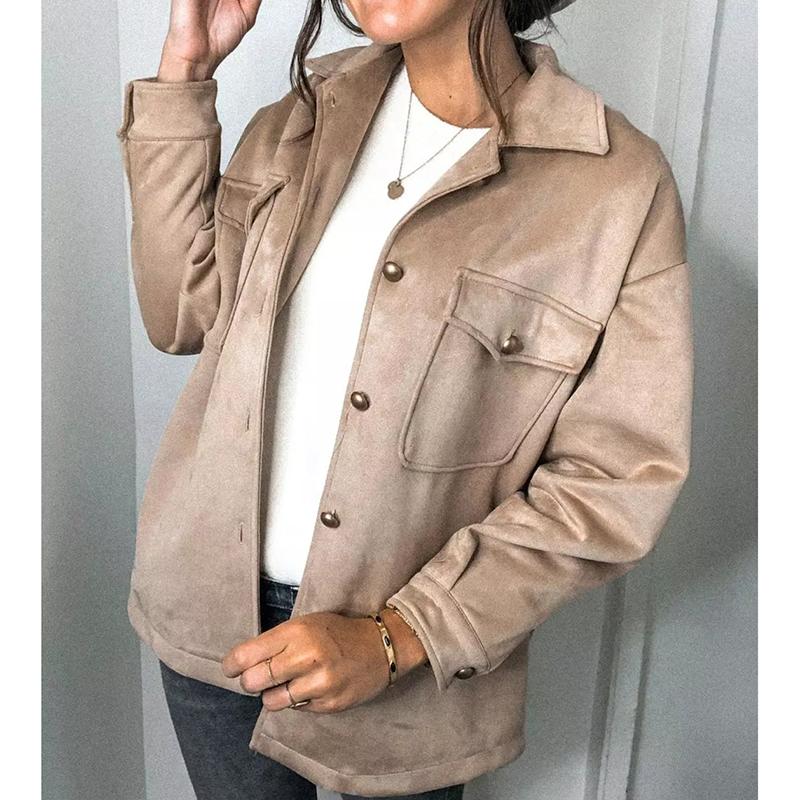 

NOWORRY Coat Women 2021 Suede Jacket Long Coat Casual Overcoat Winter Ladies Thick Oversize Jacket Chic Single Breasted, White