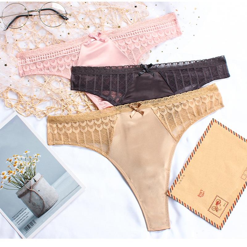 

Women's Panties Women Breathable Mid Waist Underwear Lingerie Lace Thin And Light Cotton Briefs Comfortable Thongs, Black;pink