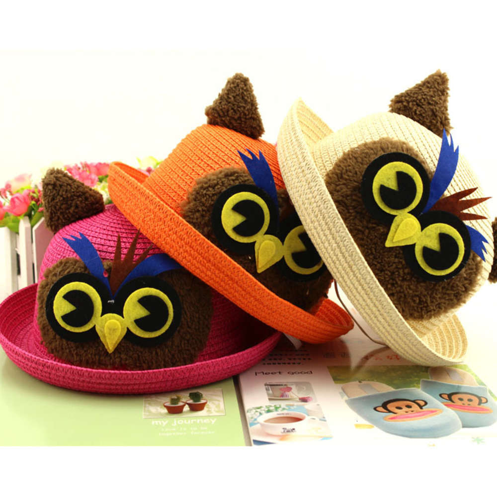 

Korean Chaoxin children's ear hat straw sun cute cartoon basin D001, Yellow