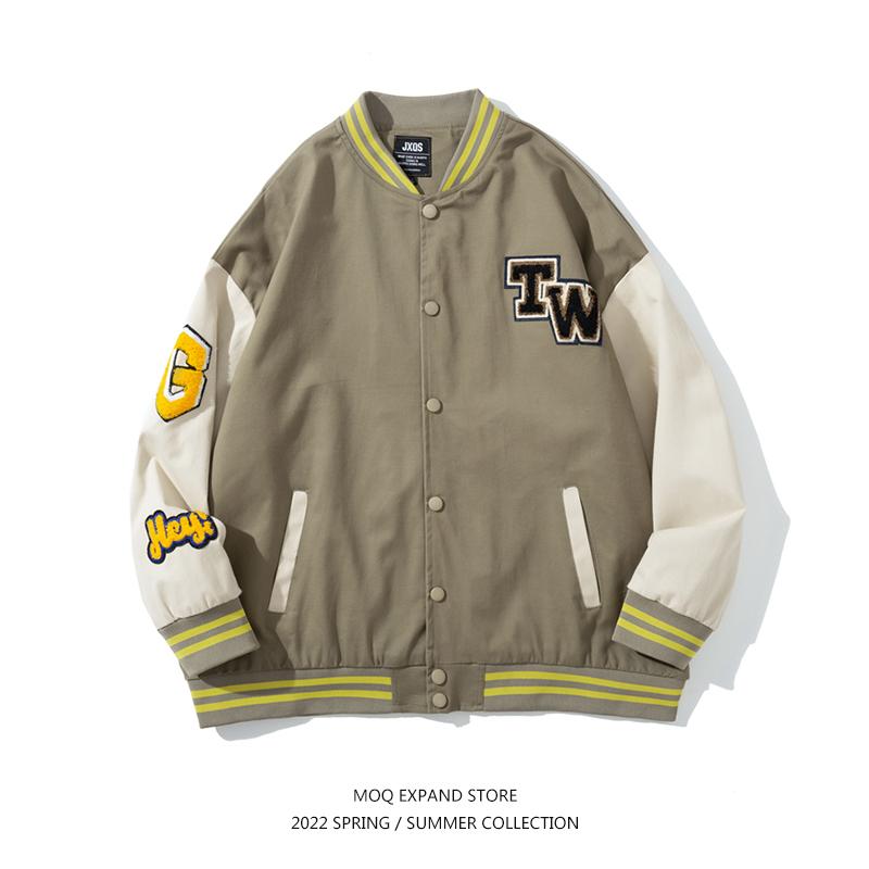 

Men's Jackets Fashion Baseball Jacket Men UK Streetwear Thick Fleece Bomber Couple Embroidery Vintage Varsity Unisex, Black;brown