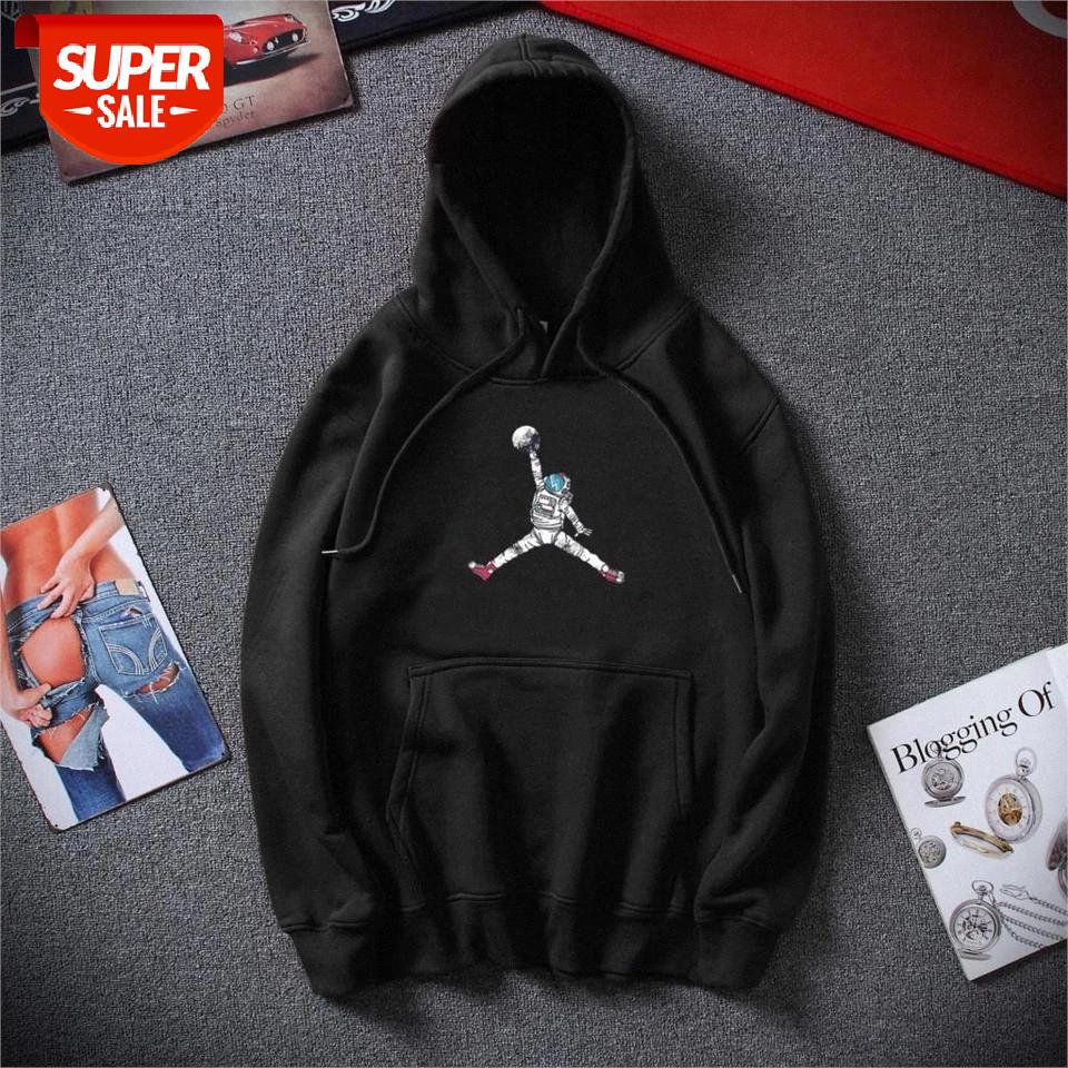 

2019 New Winter Fashion Streetwear Funny astronaut Unisex Hoodies Top cotton Fleece Sweatshirt Sudadera hombre #dF5A, Black