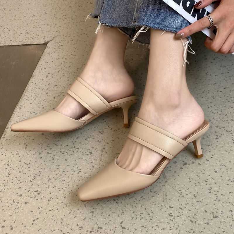 

ALLBITEFO high quality genuine leather sexy heels party women shoes summer slippers sandals 210611, As picture