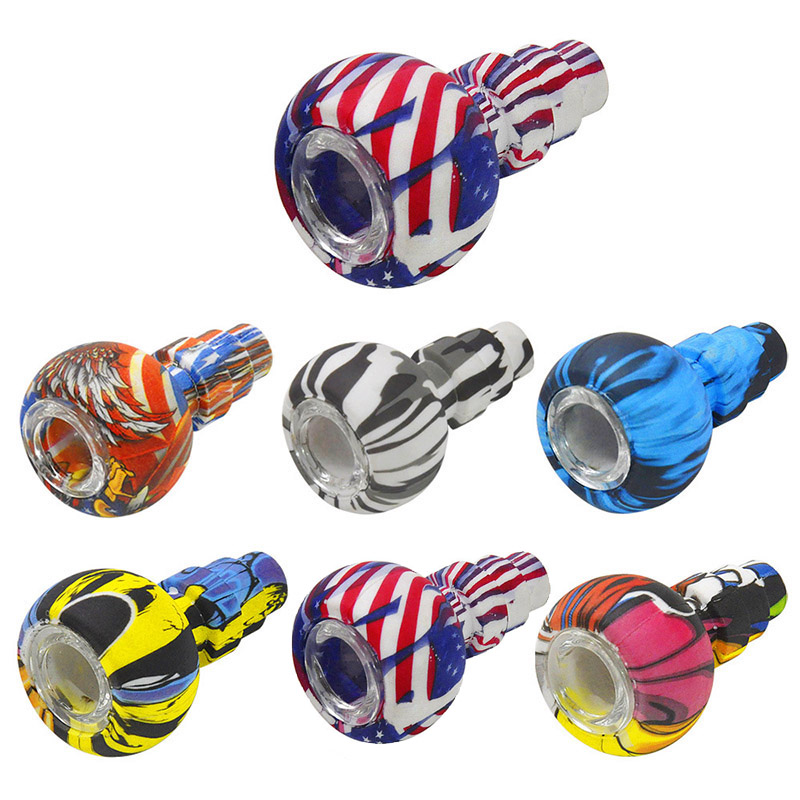 

2021 High-quality Silicone Multicolor Gun-head Bongs For Smoking 18mm Camouflage Silicone Pipe Portable and Washable Silicone Pipe
