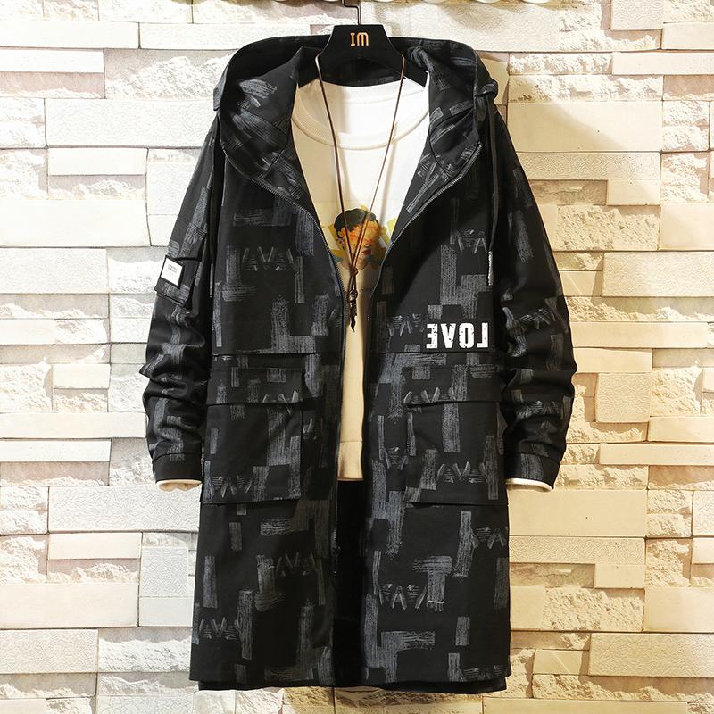 

Men's Trench Coats Coat Men Casual Long Jacket Fashion Hooded Male Windbreaker Autumn Retro Harujuku Japan Big Size 5XL 6XL 2021, Tan;black