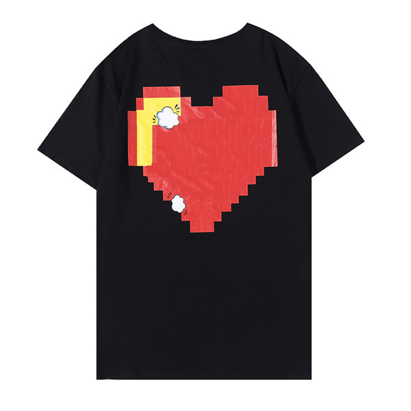 

Red heart designer t-shirt mens fashion clothing short sleeve women Punk print letter crystal Summer Skateboard tops Casual Tees