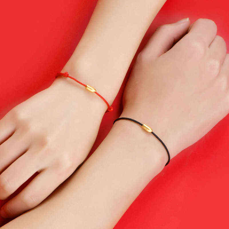 

Real 14k Yellow Gold Adjustable Bracelets for Couple Fine Jewelry Women Valentine's Day Gift High Quality