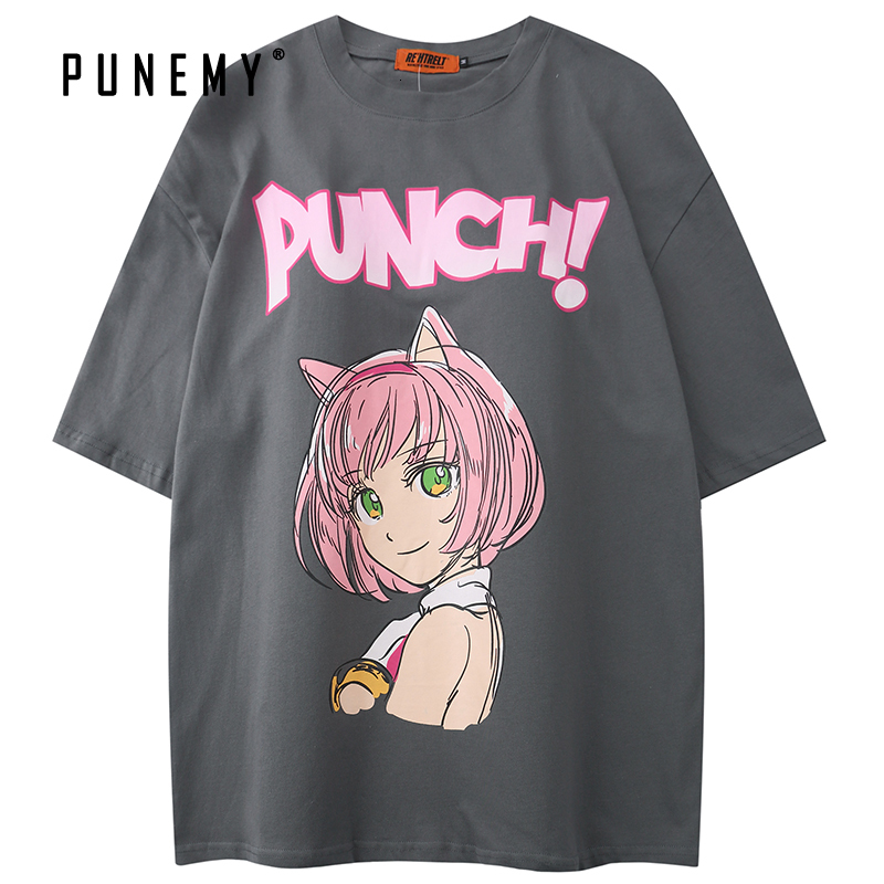 

2021 New Men t Shirt Hip Hop Streetwear Summer 100% Cotton Oversize Funny Cartoon Top Tees Tshirt Hrajuku Swag Women T-shirt Een2, Black