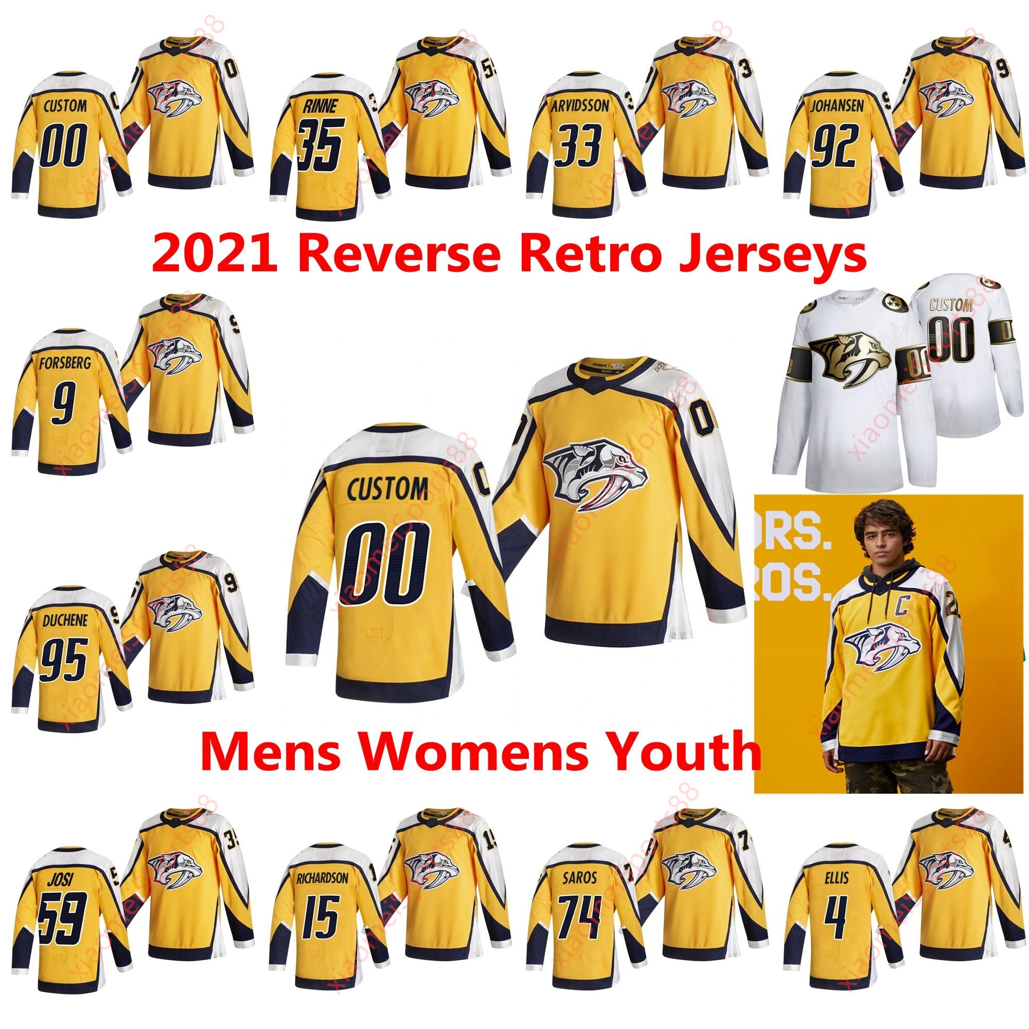 

Nashville Predators 2021 Reverse Retro Hockey Jerseys Matt Duchene Jersey Juuse Saros Ryan Johansen Craig Smith PK Subban Custom Stitched, As shown in illustration