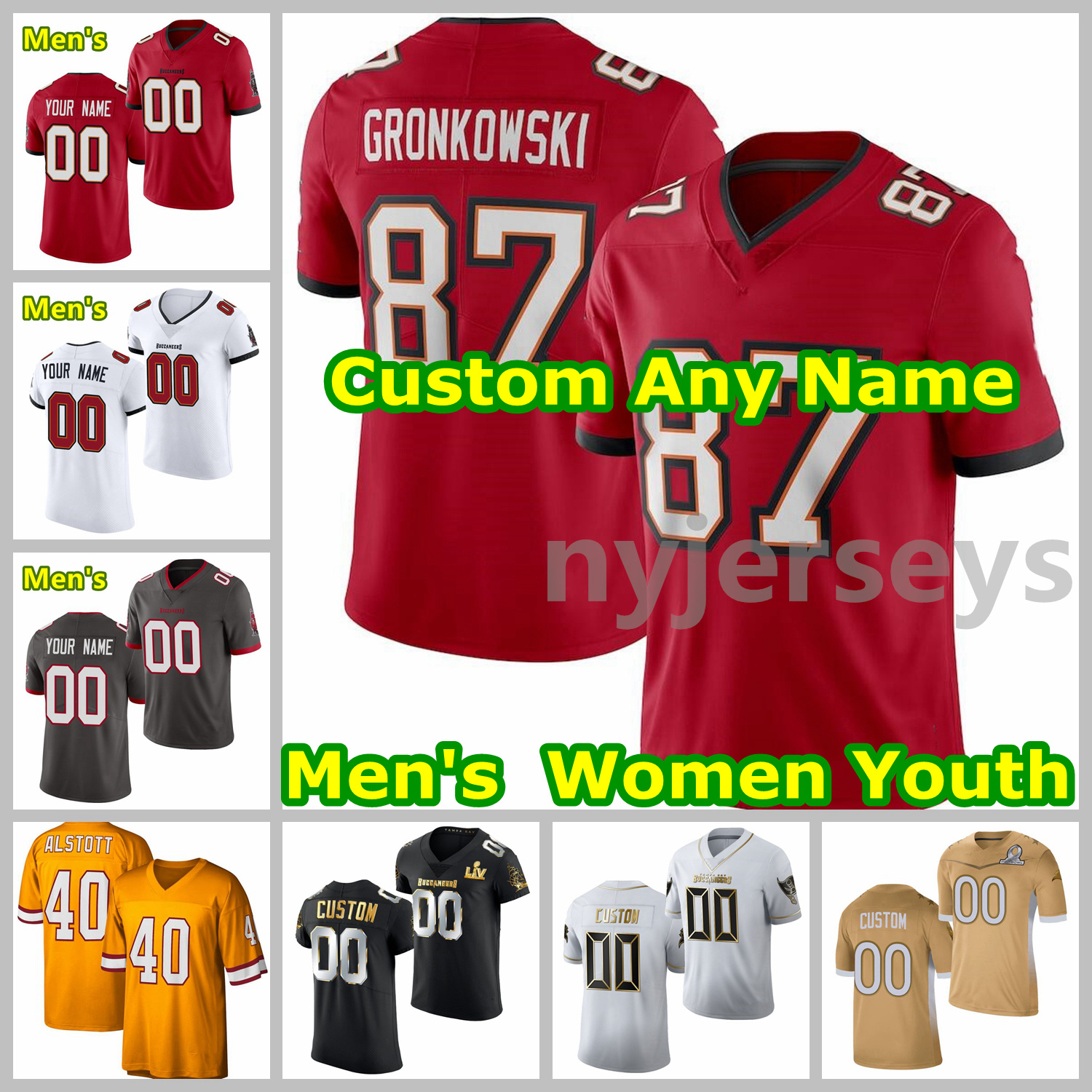 

2021 Buccaneers American Football Jerseys Rob 87 Gronkowski Jersey Mike Evans Tom 12 Brady Shaquil 58 Barrett Warren 99 Sapp John 47 Lynch C, Black;red