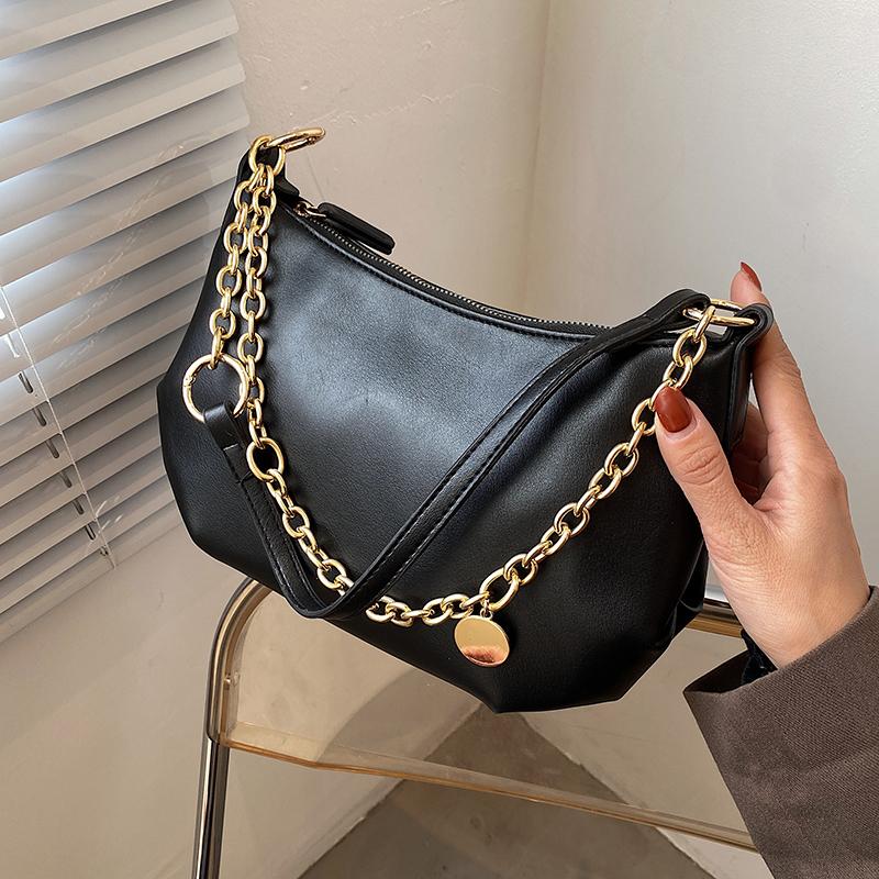 

Niche Design Senior Handbags New Fashion Western Style Chain Messenger Bag Shoulder Bag Underarm Dual-use Width: 29cm, Black