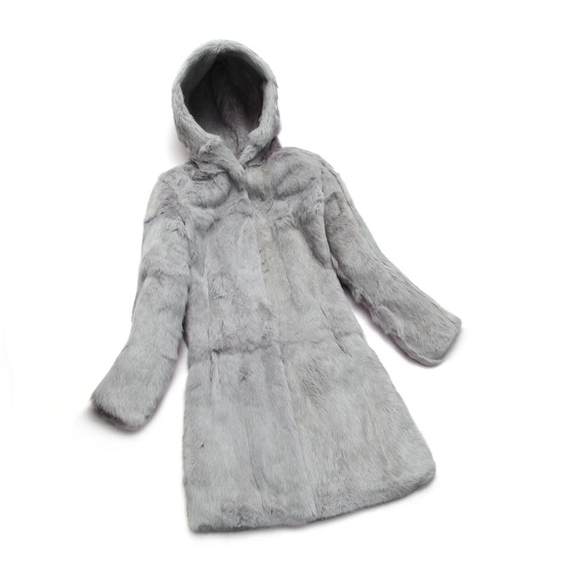 

Women's Fur & Faux Hooded Natural 100% Real Whole Long Coat Hoody Genuine Overcoat For Women Autumn Winter Drop Ksr655, Black