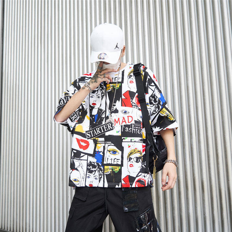 

2021 New Hip Hop t Camisa Masculina Engraado Retalhos T-shirts Harajuku Streetwear Primavera Vero Tshirt Manga Curta Camisetas De Dana Hiva
