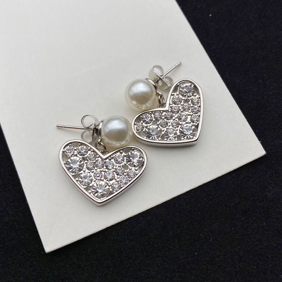 

Italian M New Love Pearl Earrings Style Luxury Design, Golden;silver