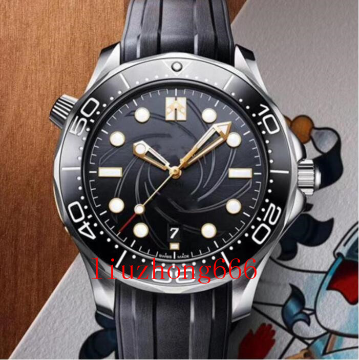 

Top Rubber Strap Rose Gold Designer Watch Stainless Steel Men Automatic Luxury WristWatches Professional Diver 300M Master NATO Watches, 50m waterproof