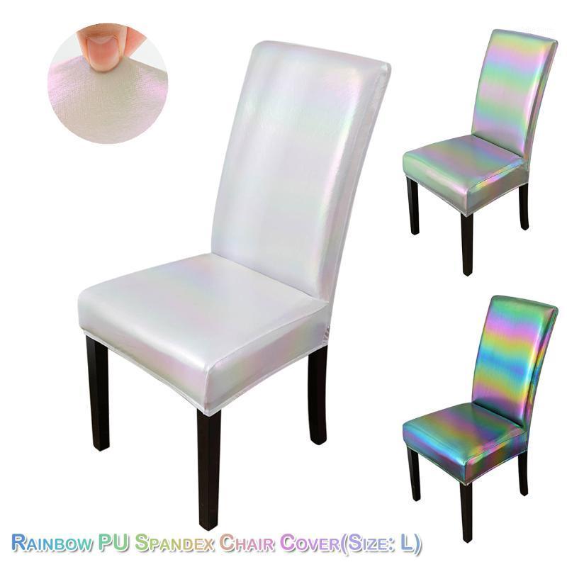 

Chair Covers Waterproof Dining Cover Spandex Stretch Pu Leather Protector Case Banquet Gradient Seat Housse De Chaise