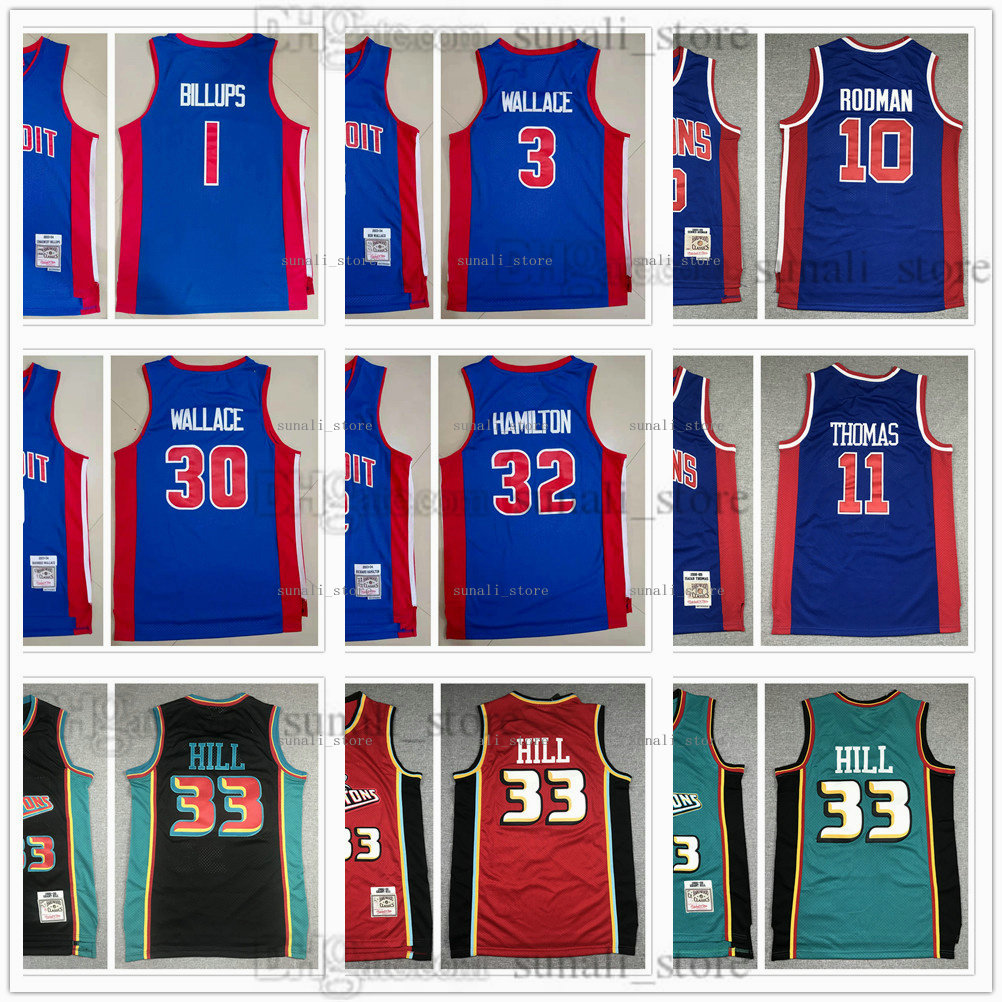 

Retro Mesh Mitchell and Ness Basketball Jerseys 2003-04 Ben 3 Rasheed Wallace Chauncey Billups Richard Hamilton 1988-89 Dennis 10 Rodman Isiah 11 Thomas Grant 33 Hill, Blue