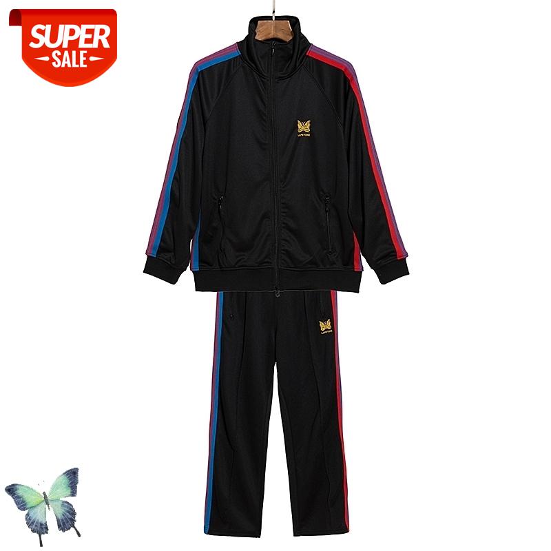 

New AWGE Knitting Butterfly Sweatpants AWGE Classic Washed Trousers Men Women High Quality Zipper Pocket Sweatpants #8962, Black