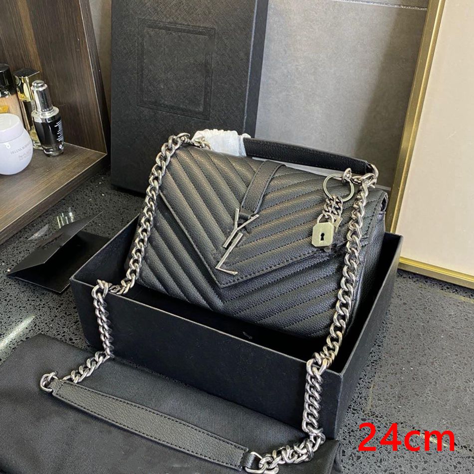

Handbags Women Shoulder Bags Totes black calfskin caviar classic Diamond quilted bag chains double flap medium Genuine Leather cross body 03, Original bag