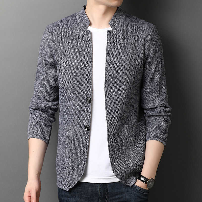 

Winter Khaki Mens Sweaters Long Sleeve Slim Casual Knitted Cardigans Men Fashion Brand High Collar Coat Sweater Male Overcoat 210603, Cjw244khaki