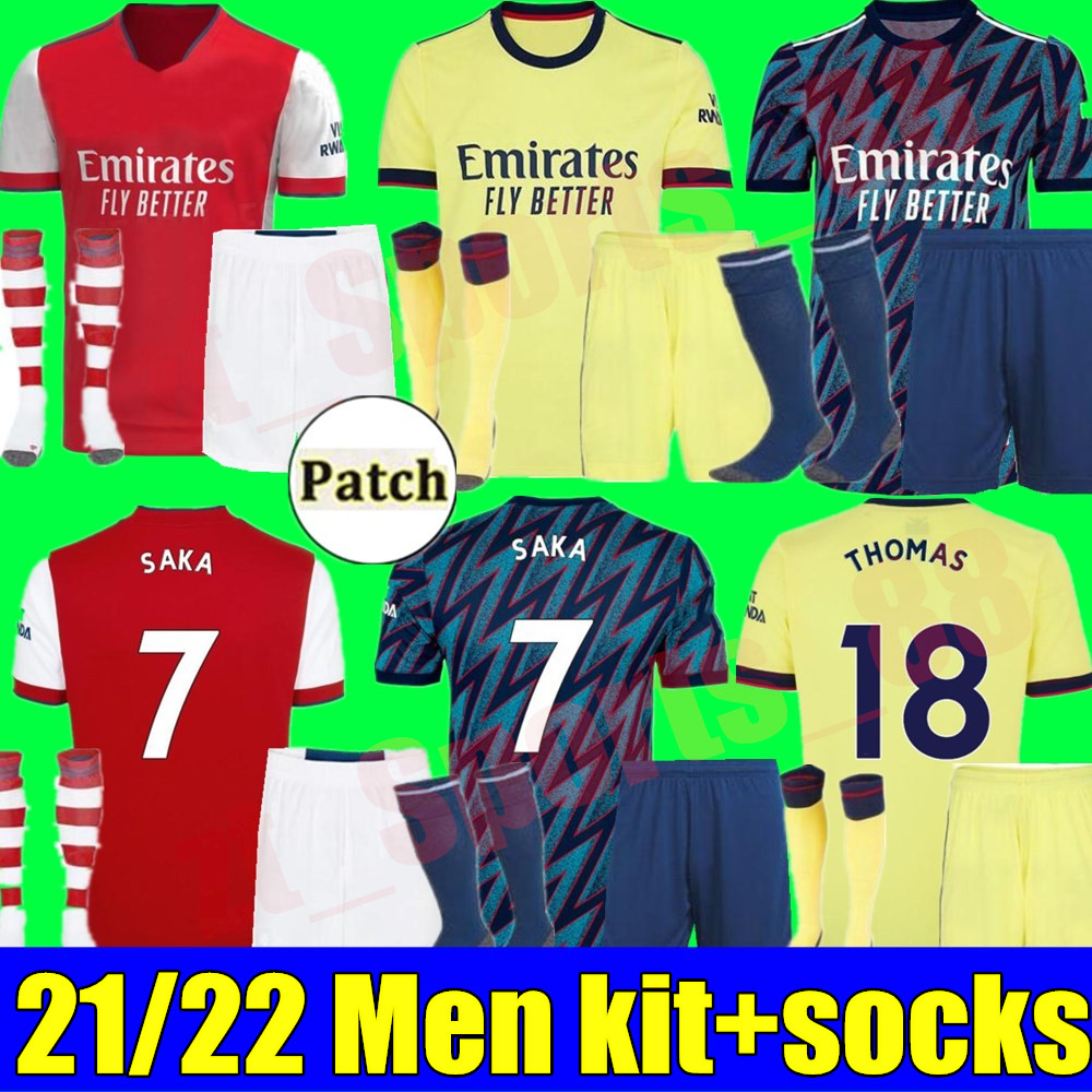 

21 22 Men kit home away 3rd Soccer jersey 2021 2022 ARSENA NICOLAS CEBALLOS HENRY GUENDOUZI adult kits MAITLAND-NILES TIERNEY Football shirt Uniforms, Away+socks