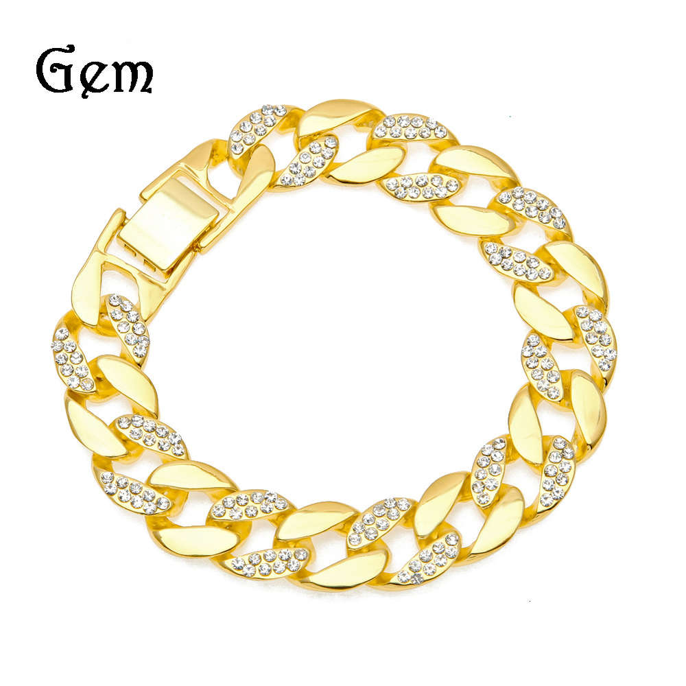 

Hip hop jewelry half diamond Cuba popular men's Bracelet
