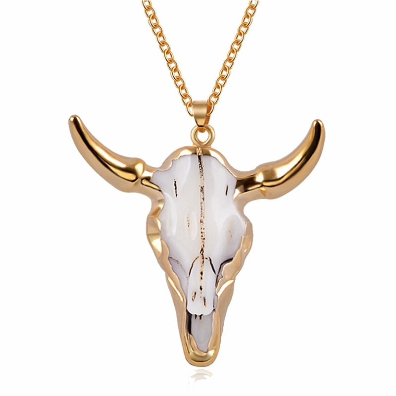 

Designer Necklace Luxury Jewelry Vintage Bull Skull Men'S Pendant Wrapped Gem Buffalo Cattle American Western National Style Dropshipping In