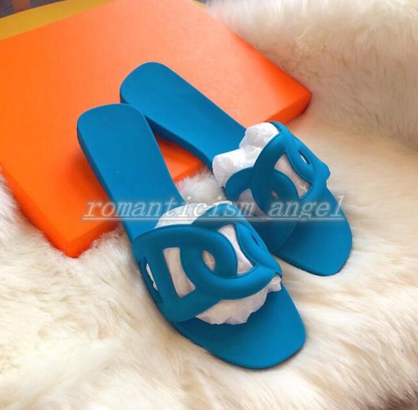 

Women fashion summer lock shoes slipper Graffiti Sandals Women genuine cowhide leather Shoes with logo box Flat slippers Large .